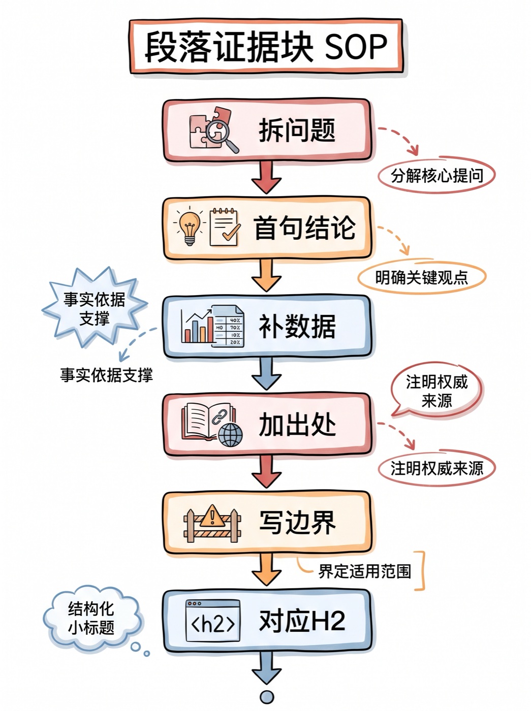 段落证据块 SOP 流程图